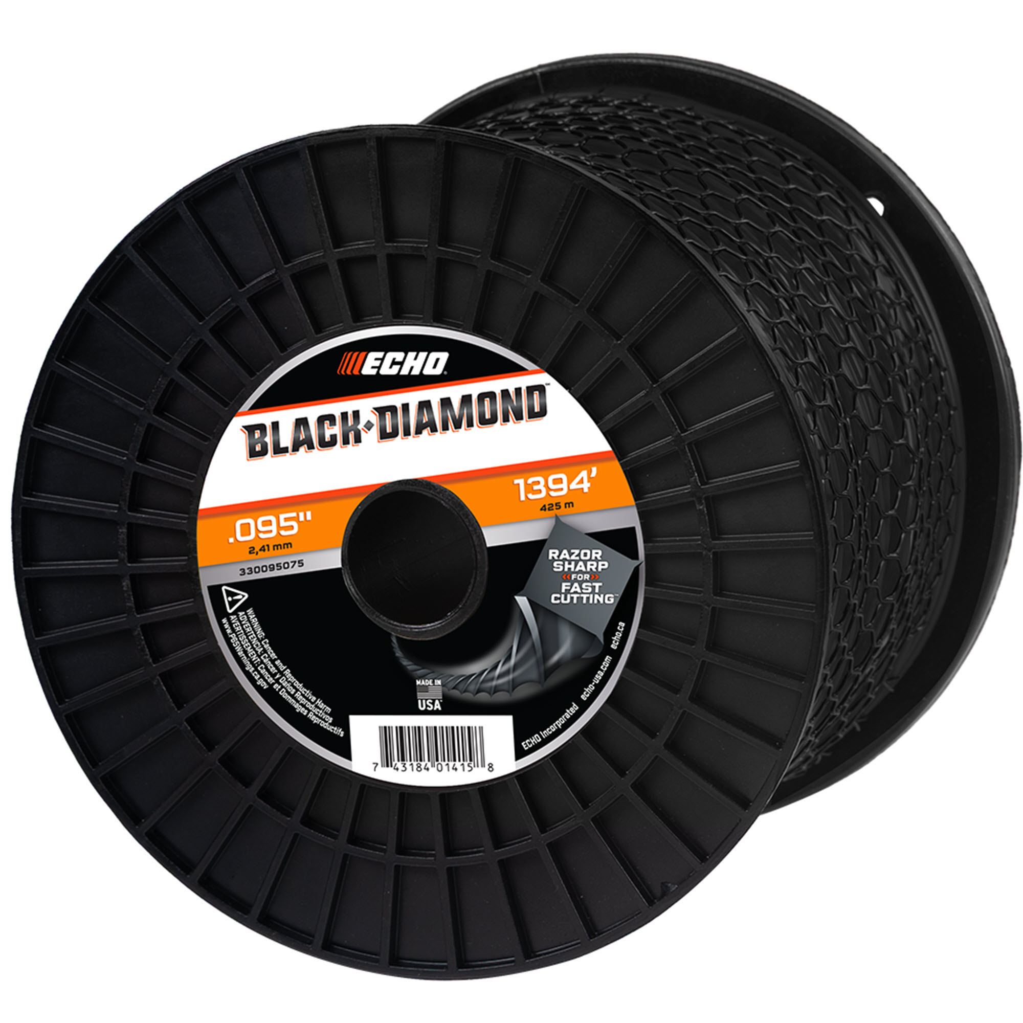 ECHO, Black Diamond® Trimmer Line Twisted, Diamond-shaped line, 1394ft, .095 dia, Model #330095075